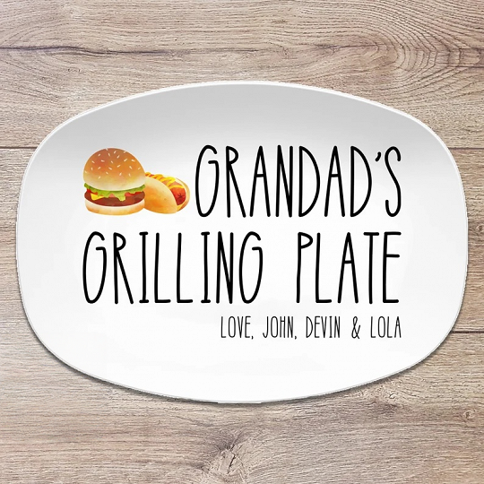 Grilling BBQ Plate, Personalized Serving Tray Platter, Father's Day Gift for BBQ Lover, Gifts for Him, Outdoor Poolside, Christmas for Dad