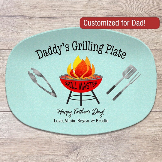 Grilling Personalized Plate, Daddy's BBQ Plate for Father's Day from Kids, Custom Grill Gift for Him for Birthday, Grill Master Dad