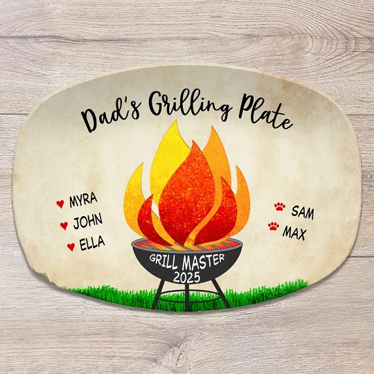 BBQ Grilling Personalized Platter, Daddy's Grilling Plate, Father's Day, Valentine, Custom Gift for Him for Birthday