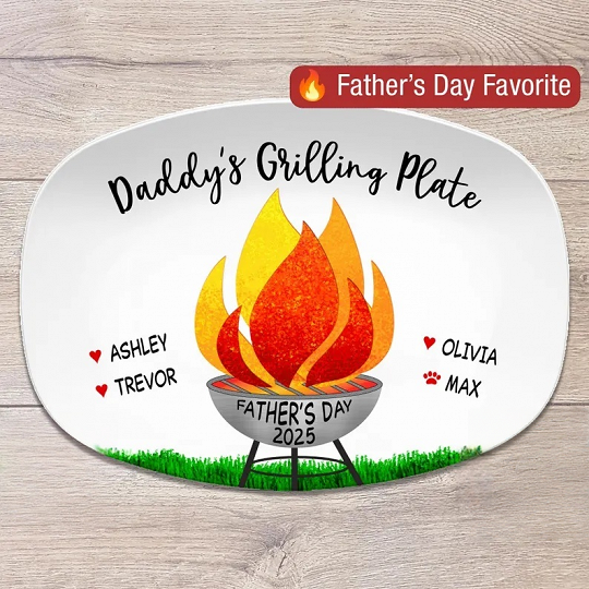 BBQ Grilling Personalized Platter, Daddy's Grilling Plate, Father's Day, Valentine, Custom Gift for Him for Birthday