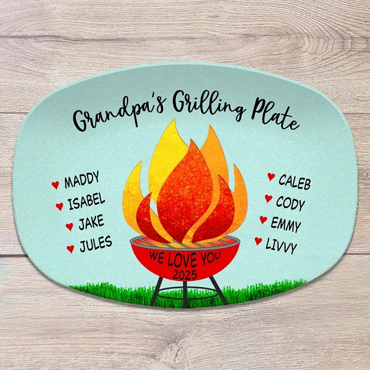 BBQ Grilling Personalized Platter, Daddy's Grilling Plate, Father's Day, Valentine, Custom Gift for Him for Birthday