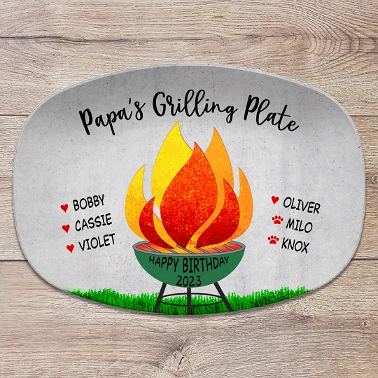 BBQ Grilling Personalized Platter, Daddy's Grilling Plate, Father's Day, Valentine, Custom Gift for Him for Birthday