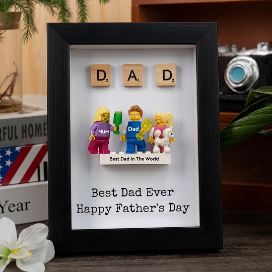 Personalised Minifigures With Kids Name For Dad Father's Day Gift.Happy Father's Day