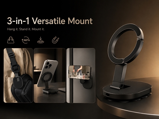 MagSafe Vacuum Phone Mount – Stick, Adjust & Shoot