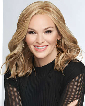 Shoulder-Length Blonde Wavy Lace Front Wig – Natural-Looking Heat Resistant Synthetic Hair for Women