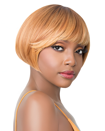Short Straight Bob Synthetic Wig with Bangs for African American Women