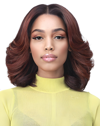 Natural Look Loose Body Wave Wig for Black Women – Shoulder-Length Synthetic Wig with Middle Part and Voluminous Layers