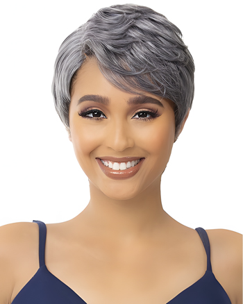 Short Gray Pixie Cut Wig for Black Women – Natural Wavy Synthetic Hair, Heat Resistant, Lightweight Daily Wig