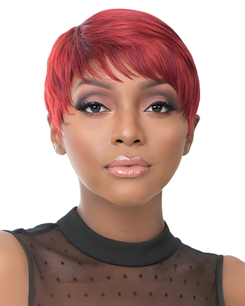 Chic Short Red Pixie Cut Wig for Black Women – Stylish Synthetic Hair with Bangs