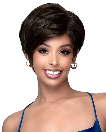 Short Pixie Cut Wig for Black Women – Dark Brown Layered Synthetic Wig with Side Bangs
