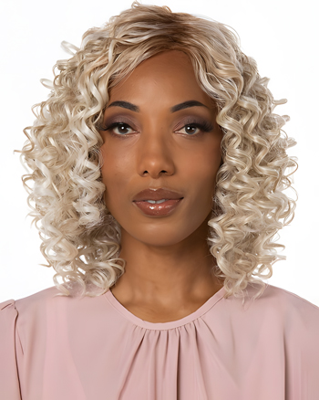 Blonde Curly Bob Wig – Short Shoulder-Length Synthetic Wig with Natural-Looking Curls
