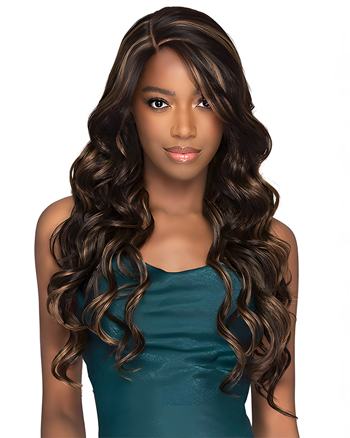 Fine Synthetic Long Wavy Highlighted Capless Wig
