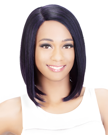 Sleek Straight Purple Bob Wig for Women – Asymmetrical Synthetic Hair with Side Part for Daily & Party Wear