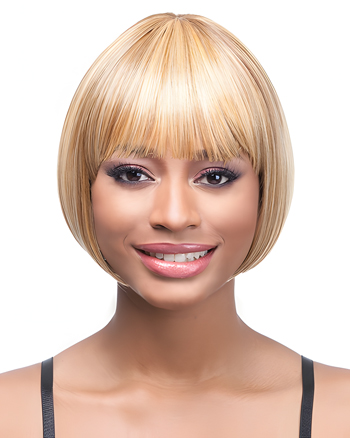 Sleek Blonde Bob Wig with Bangs – Short Straight Synthetic Hair for Women