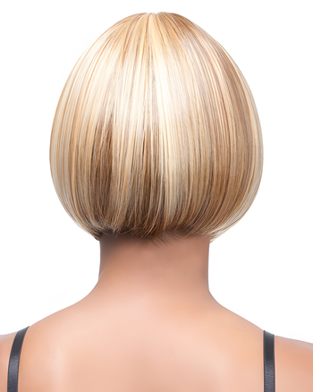 Sleek Blonde Bob Wig with Bangs – Short Straight Synthetic Hair for Women