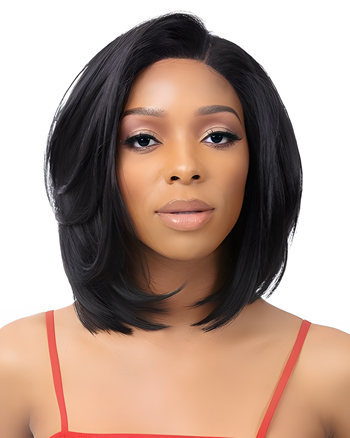 Sleek Natural Black Shoulder-Length Bob Wig – Side Part, Heat Resistant Synthetic Hair for Women