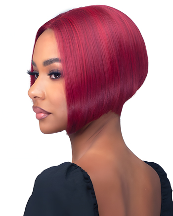 Short Burgundy Straight Bob Wig with Middle Part for African American Women