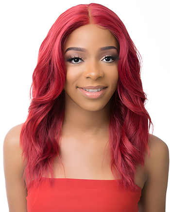 Medium Wavy Red Synthetic Capless Wig for African American Women
