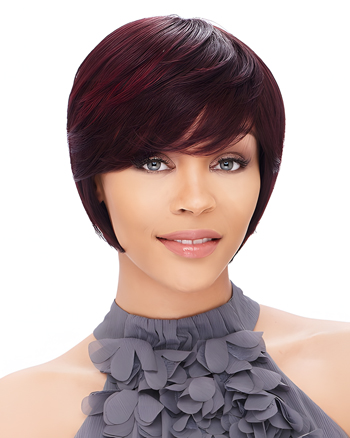 Short Burgundy Pixie Cut Synthetic Wig with Side Bangs – Heat Resistant, Natural Look for Daily Wear