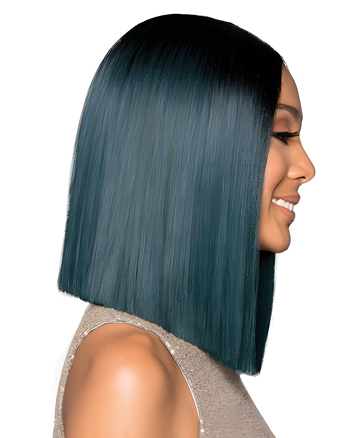 Sleek Ombre Blue Straight Wig – Middle Part Synthetic  Capless Wig for Black Women, Heat Resistant, 14 Inch Bob Cut