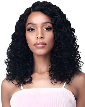Medium Length Deep Curly Synthetic Wig with Middle Part for Black Women – Natural Looking Heat Resistant Hair