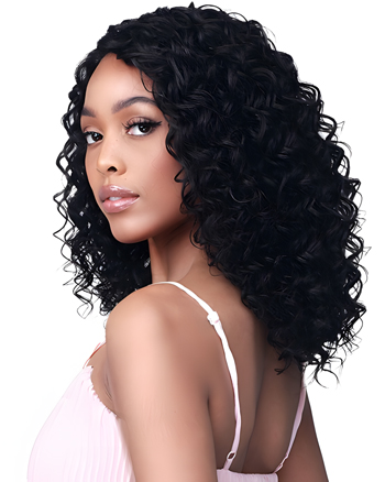 Medium Length Deep Curly Synthetic Wig with Middle Part for Black Women – Natural Looking Heat Resistant Hair