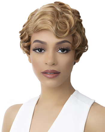 Vintage 1920s Finger Wave Short Blonde Synthetic Wig – Retro Flapper Style Hair for Women
