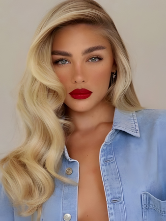 Long Wavy Blonde Lace Front Human Hair Wig – Pre-Plucked, Natural Hairline