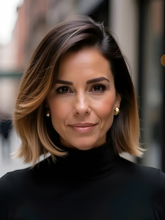 Short Ombre Bob Lace Front Human Hair Wig – Natural Brown to Blonde Balayage with Side Part