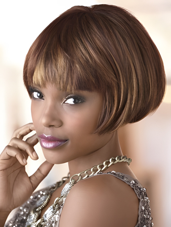 Short Straight Bob Capless Synthetic African American Wig 