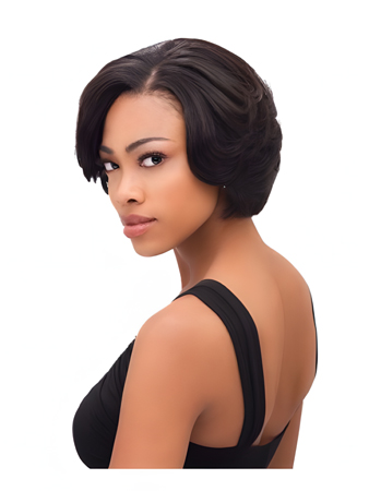 Short Lace Front Straight Human Hair African American Wig