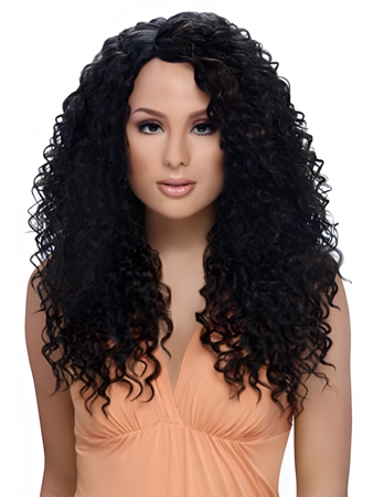 Layered Curly Long Synthetic African American Wig