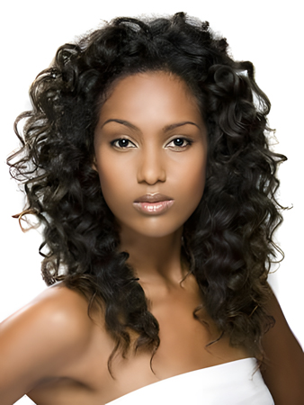 Long Curly Synthetic Lace Front African American Wig 