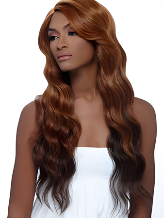 Long Wavy Lace Front Human Hair African American Wig