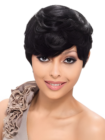 Pretty Capless Human Hair Short Wavy Wig