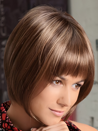 Bob Style Silky Straight Cut Wig With Full Bangs