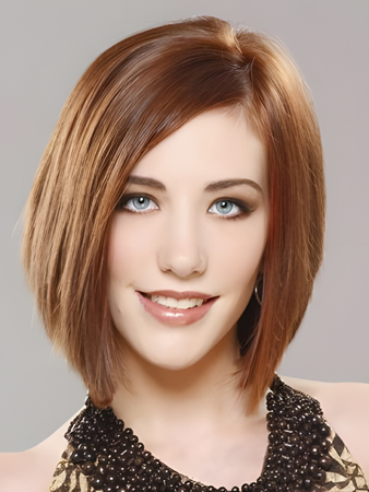 Bob Style Medium Straigh Lace Front 100% Human Hair Wig