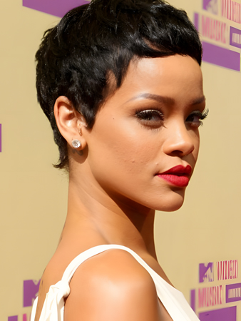 Rihanna's Short Capless Synthetic Celebrity Wig