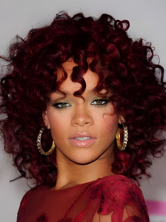 Charming Rihanna Hairstyle Medium Curly Red Celebrity Wig