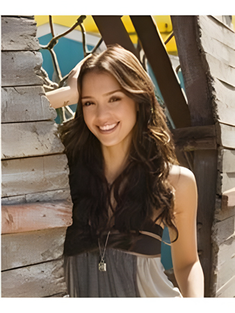 Jessica Alba Long Elegant Wavy Synthetic Lace Front Wig