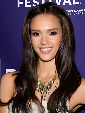 Jessica Alba Lace Front Long Synthetic Straight Wig