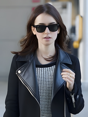 Gorgeous Lily Collins Straight Lace Front Synthetic Wig