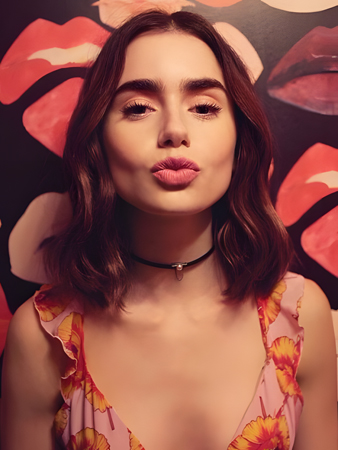 Elegant Lily Collins Wavy Lace Front Synthetic Wig