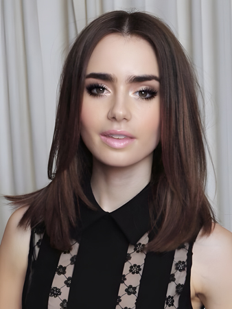 Seductive Lily Collins Straight Lace Front Synthetic Wig