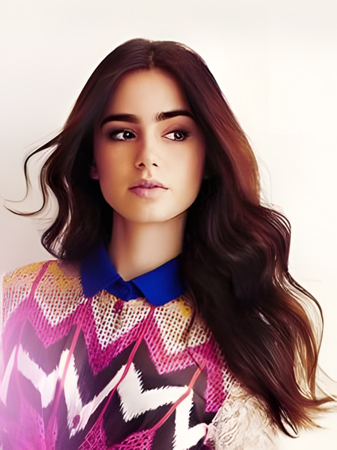 Marvelous Lily Collins Wavy Lace Front Synthetic Wig