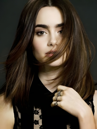 Glamorous Lily Collins Straight Lace Front Remy Human Hair Wig