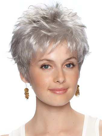 Short Synthetic Lace Front Gray Wig