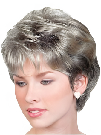 Gray Short Wavy Lace Front Wig
