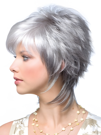 Lace Front Gray Layered Synthetic Wig