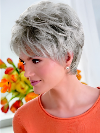 Layered Synthetic Lace Front Gray Wig